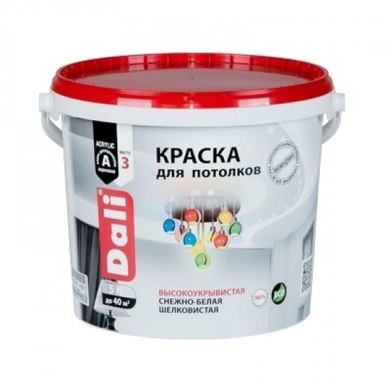 Краска DALI водно-дисперсионные для потолка 5л белая 96%