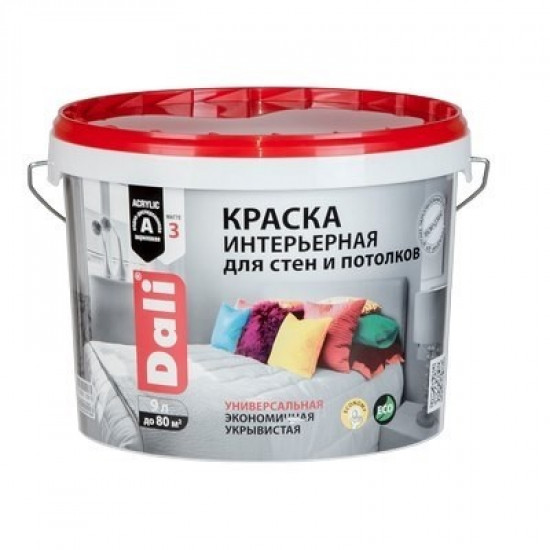 Краска DALI водно-дисперсионные интерьерная 9л белая 96%
