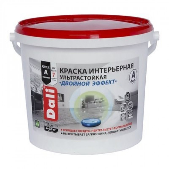 Краска DALI водно-дисперсионные ультрастойкая Двойной эффект 5л  База А (белый)