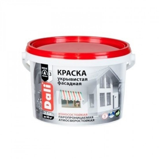 Краска DALI укрывистая фасадная 2,5л белая