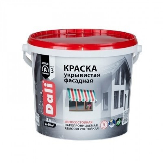 Краска DALI укрывистая фасадная 5л белая