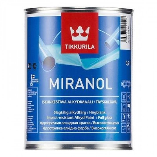 Тиккурила МИРАНОЛ ТИКСОТРОПНЫЙ 0,9л A (1/3) Эмаль алкидная глянцевая