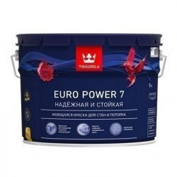 Тиккурила EURO POWER-7 9л  (БАЗА С) Краска моющаяся для стен и потолков